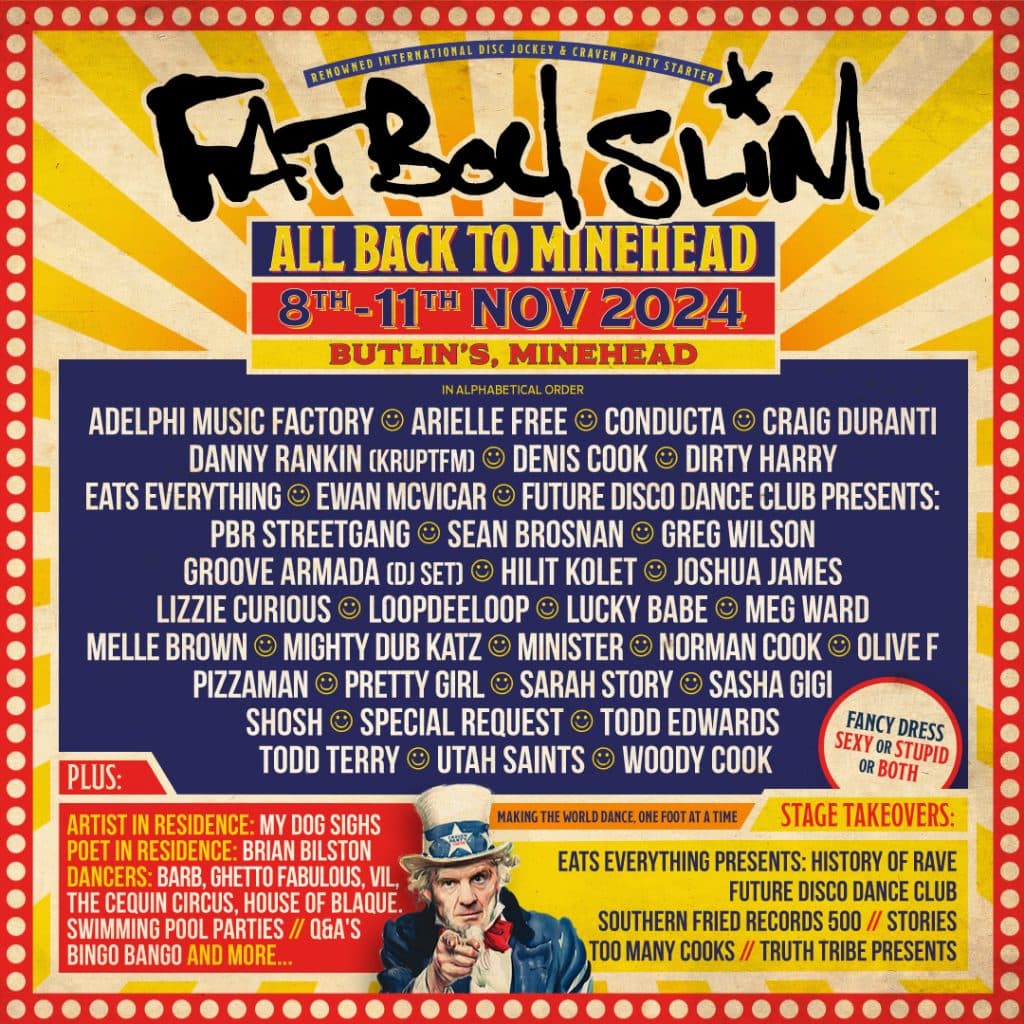Fatboy Slim Announces Lineup For 2024’s “All Back To Minehead” Festival