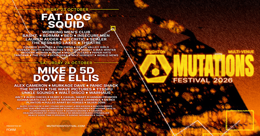 Mutations Festival announces the first 71 acts to join headliners Fat Dog & Mike D 5D (Beastie Boys) including Mercury Prize-nominated Dove Ellis, Squid & more