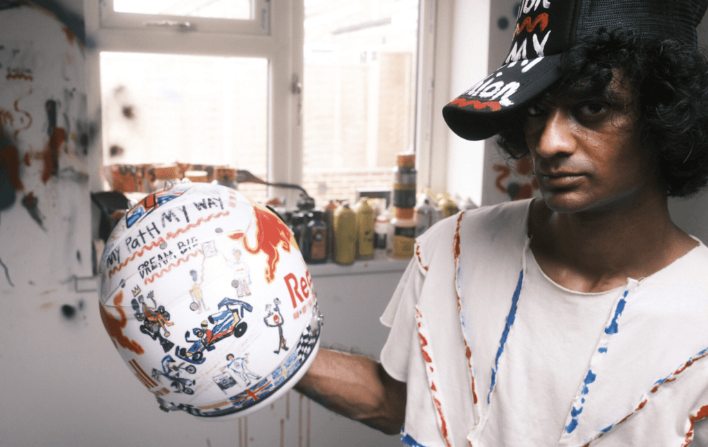 Arvid Lindblad Celebrates First Home Grand Prix With Special Helmet In Collaboration With British-Indian Artist Navinder Nangla