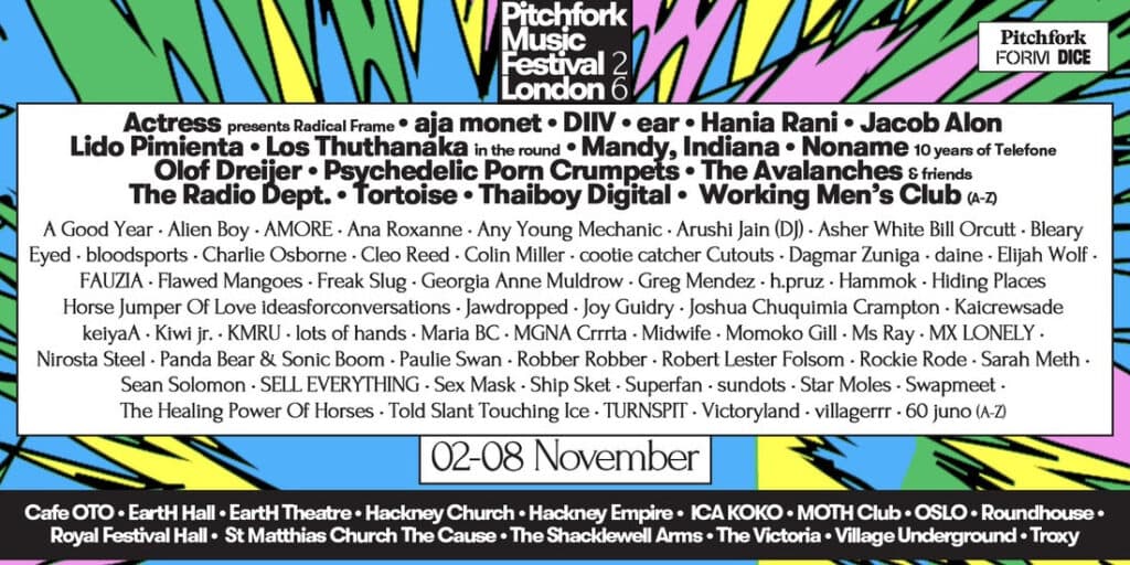 Pitchfork Music Festival London announces second wave of names for the exciting 2026 edition